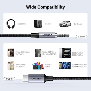 Foto 7 | Foto 7 | Adaptador de Audio Ugreen Aux A Usb C de 3.3 Pies para iPhone Galaxy - Venta Internacional