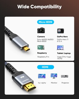 Foto 6 | Foto 6 | Cable Hdmi A Hdmi Highwings 4k De 10 Pies Para Cámara Réflex Digital, Gopro - Venta Internacional.