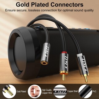 Foto 6 | Foto 6 | Cable J&d Hembra De 3,5 Mm A 2 Rca Macho Chapado En Oro, 60 Cm - Venta Internacional.