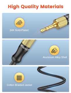 Foto 4 | Foto 4 | Cable Auxiliar Vanaux Con Ángulo Recto De 90 Grados, Conector De 3,5 Mm, 8 M - Venta Internacional.
