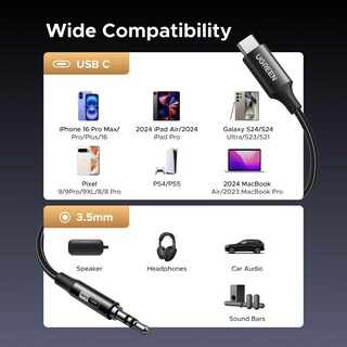 Foto 6 | Foto 6 | Adaptador De Audio Ugreen Aux A Usb C Tipo C 3,5 Mm Hi-res 32 Bits - Venta Internacional.