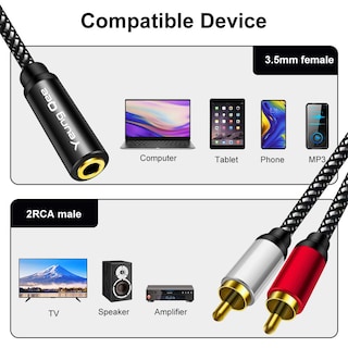 Foto 3 | Foto 3 | Cable Adaptador De Audio Yeung Qee De 3,5 Mm Hembra A 2rca Macho - Venta Internacional.