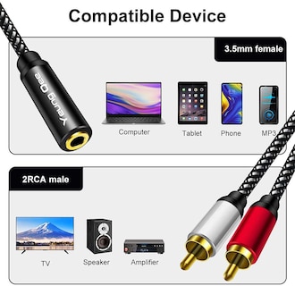 Foto 3 | Foto 3 | Cable Adaptador De Audio Yeung Qee De 3,5 Mm Hembra A 2 Rca Macho De 5 M - Venta Internacional.