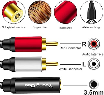 Foto 4 | Foto 4 | Cable Adaptador De Audio Yeung Qee De 3,5 Mm Hembra A 2 Rca Macho De 5 M - Venta Internacional.