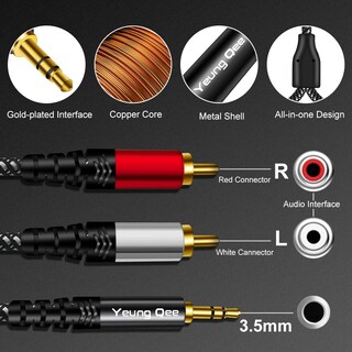 Foto 4 | Foto 4 | Cable De Audio Yeung Qee De 3,5 Mm Macho A 2rca Macho De 5 M, Trenzado De Nailon - Venta Internacional.