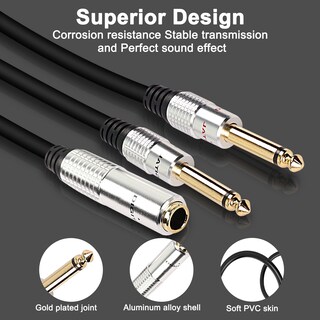 Foto 4 | Foto 4 | Cable Xmsjsiy 6 35 Mm 1/4 Trs Estéreo Hembra A Doble 6 35 Mm 1/4 Ts Mono Macho - Venta Internacional.