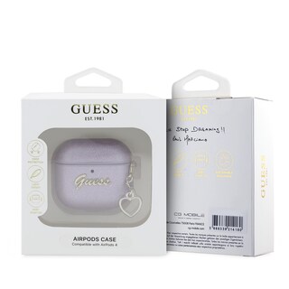 Foto 3 | Foto 3 | Funda Original Guess Logo Metálico Airpods 4 Lila