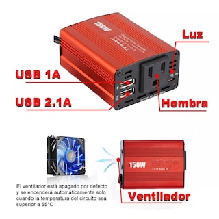 Foto 3 | Foto 3 | Inversor de Corriente para Auto 150w 12v-110v Eo Safe Imports Esi-4499 color Rojo