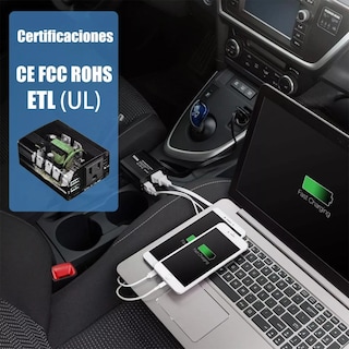 Foto 5 | Foto 5 | Inversor de Corriente para Auto 12v A 110v 300w 2 Ca y 2 Usb Belug color Negro