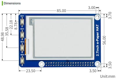 Foto 7 | Foto 7 | Pantalla E-ink Hat Waveshare De 2,7 Pulgadas, 264 X 176 Píxeles, Negro/blanco - Venta Internacional.
