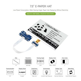 Foto 3 | Foto 3 | Pantalla De Tinta Electrónica Hat Waveshare De 7,5 Pulgadas Para Raspberry Pi - Venta Internacional.