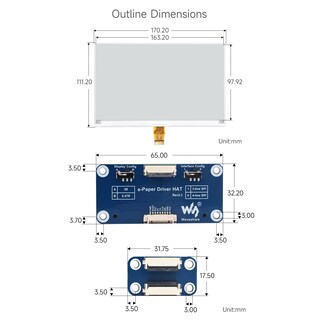 Foto 7 | Foto 7 | Pantalla De Tinta Electrónica Hat Waveshare De 7,5 Pulgadas Para Raspberry Pi - Venta Internacional.
