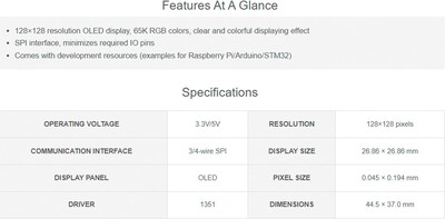 Foto 5 | Foto 5 | Módulo De Pantalla Oled Rgb Waveshare De 1 5 Pulgadas Y 128 X 128 Píxeles - Venta Internacional.