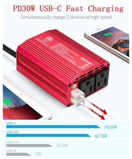 Foto 3 | Foto 3 | Inversor De Corriente Bestek 300 W Dc 12 V A 110 V Ac Con Usb-c Pd 30w - Venta Internacional.