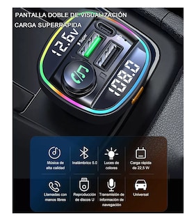 Foto 5 | Foto 5 | Transmisor FM BELUG Bluetooth 5.0 Modulador de Radio de Coche Mano Negro