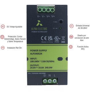 Foto 2 | Foto 2 | Fuente Conmutada 240w 10a  24 Vdc Equi Meanwell Ndr-240-24