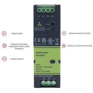 Foto 2 | Foto 2 | Fuente Conmutada 120w 5a 24vdc Equiv Meanwell Ndr-120-24