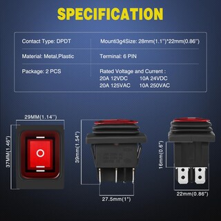 Foto 2 | Foto 2 | Interruptor Basculante Nilight De 6 Pines, Encendido Y Apagado, Con Led Rojo Con Iluminación Ip67 - Venta Internacional.