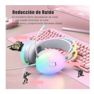 Foto 3 | Foto 3 | Audífonos Gamer Con Micrófono Y Luz Rgb Para Pc Xbox Belug Gris/colorido