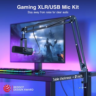 Foto 3 | Foto 3 | Set De Micrófonos Para Juegos Fifine Xlr/usb Am8t Con Soporte Boom Arm - Venta Internacional.