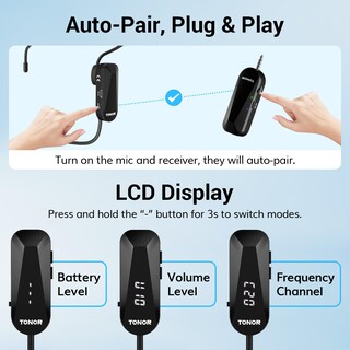 Foto 6 | Foto 6 | Auriculares Inalámbricos Con Micrófono Tonor Uhf 20 Canales Alcance 20 M - Venta Internacional.