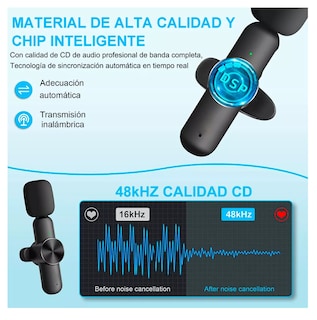 Foto 4 | Foto 4 | Micrófonos Inalámbrico Para Iphone Android Y Pc 2 Pzs Negro