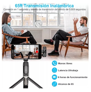 Foto 5 | Foto 5 | Micrófonos Inalámbrico Para Iphone Android Y Pc 2 Pzs Negro