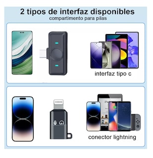 Foto 5 | Foto 5 | Micrófono Lavalier Inalámbrico Belug Negro para iPhone PC Android 2 Piezas