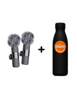Foto 1 | Foto 1 | 2pcs Micrófono De Mano Inalámbrico Negro + Gratis Termo Güish De Regalo