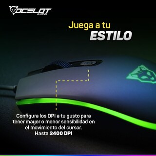 Foto 3 | Foto 3 | Mouse Alámbrico Ocelot Gaming OGEM02 Negro 2400 DPI 4 Botones USB RGB