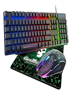 Foto 3 | Foto 3 | Kit De Teclado Y Mouse Con Cable - Luz Retroiluminación - Mousepad + Termo De Agua De Regalo Güish