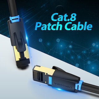 Foto 3 | Foto 3 | Cable Ethernet Vention VEIKABJ color Negro Cat 8 Gigabit Reforzado Conector RJ45 5 M