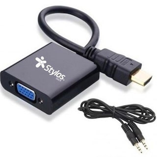 Foto 2 | Foto 2 | Adaptador Stylos Hdmi A VGA + Cable Audio 3.5 mm 15 cm Negro