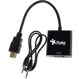 Foto 3 | Foto 3 | Adaptador Stylos Hdmi A VGA + Cable Audio 3.5 mm 15 cm Negro