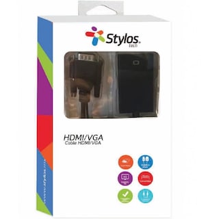 Foto 4 | Foto 4 | Adaptador Stylos Hdmi A VGA + Cable Audio 3.5 mm 15 cm Negro