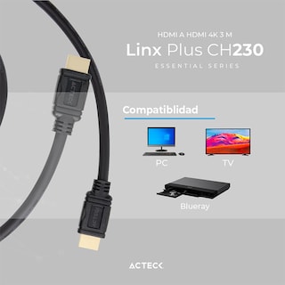 Foto 5 | Foto 5 | Cable Acteck Linx Plus Ch230 Hdmi A Hdmi 4k 3m Ac-934794 color Negro