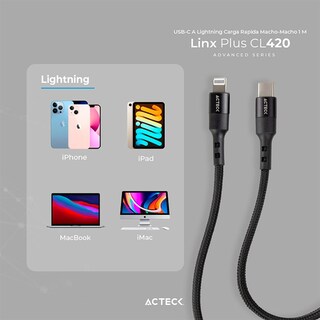 Foto 4 | Foto 4 | Cable Acteck Linx Plus CL420 USB C a Lightning 1m AC-934862 color Negro