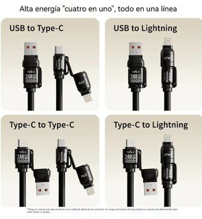 Foto 4 | Foto 4 | Xtellar Cargador 4 En 1 Ultra-rápido 240w Usb Retráctil 2m Para Dispositivos Móviles Y Laptop
