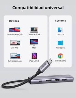 Foto 4 | Foto 4 | Hub Usb-c 6 En 1 Ugreen 2 Usb-a, 1 Usb-c, Hdmi 4k/30hz Y Sd/tft