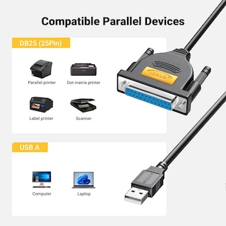 Foto 2 | Foto 2 | Adaptador De Cable Paralelo Usb A Db25 Para Impresora Ugreen De 6 Pies - Venta Internacional.