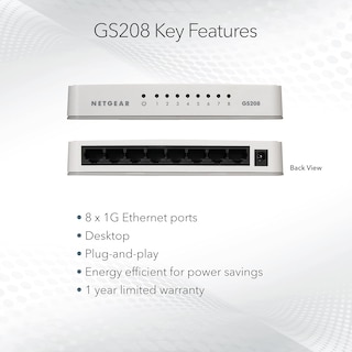 Foto 5 | Foto 5 | Conmutador Netgear De 8 Puertos Gigabit Ethernet No Gestionado Gs208 - Venta Internacional.
