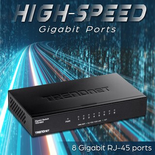 Foto 3 | Foto 3 | Conmutador De Escritorio Trendnet Teg-s83 De 8 Puertos Gigabit Rj-45 Negro - Venta Internacional.