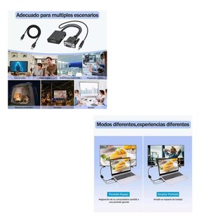 Foto 2 | Foto 2 | Convertidor Vga A Hdmi Adaptadores Full Hd 1080p 1.8m Cable Negro