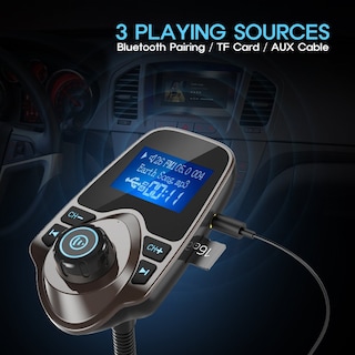 Foto 5 | Foto 5 | Transmisor Fm Bluetooth Para Coche Nulaxy Km18 Marrón Con 1 44 Pulgadas - Venta Internacional.