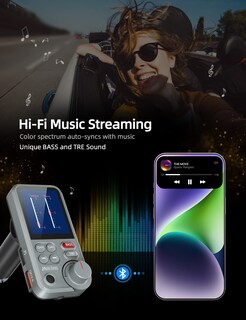 Foto 4 | Foto 4 | Transmisor Fm Bluetooth Nulaxy Km30 Para Coche Con Pantalla De 1 8 Pulgadas - Venta Internacional.
