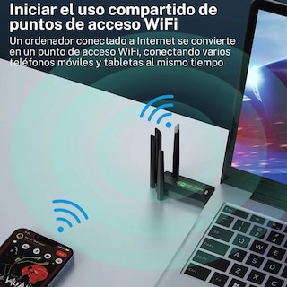 Foto 3 | Foto 3 | Adaptador De Antena Wifi Inalámbrico Usb3.0 1300mbps Eo Safe Imports Esi-20106 Negro