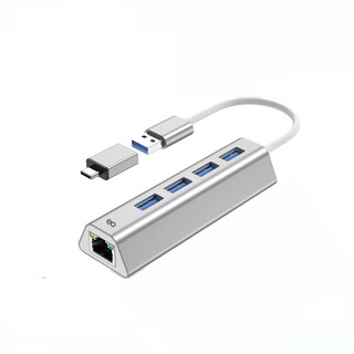 Foto 1 | Foto 1 | Adaptador Usb Ethernet C 3.0 Rj45 Red Lan Gigabit 5 En 1 Hub Eo Safe Imports Esi-20110 Plata