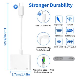 Foto 2 | Foto 2 | Adaptador Usb C A Hdmi Belcompany Para Iphone 16 15 1080p - Venta Internacional.
