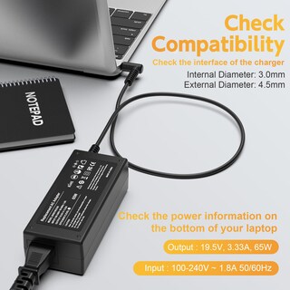 Foto 2 | Foto 2 | Cable De Alimentación Charger Rolada De 45 W Para Portátil Hp Modelo 15 - Venta Internacional.