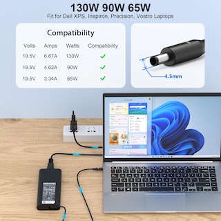 Foto 2 | Foto 2 | Cargador Portátil Con Adaptador Ac De 130 W Para Dell Xps 15 9570 7590 - Venta Internacional.